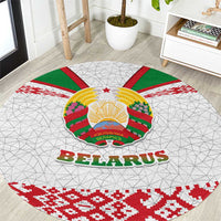Belarus National Emblem Round Carpet with Folk Pattern White Green Red Sweatshirt