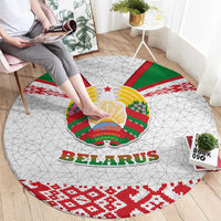 Belarus National Emblem Round Carpet with Folk Pattern White Green Red Sweatshirt