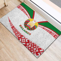 Belarus National Emblem Rubber Doormat with Folk Pattern White Green Red Sweatshirt