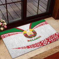 Belarus National Emblem Rubber Doormat with Folk Pattern White Green Red Sweatshirt