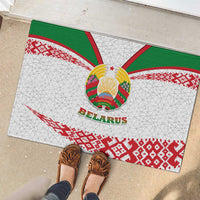 Belarus National Emblem Rubber Doormat with Folk Pattern White Green Red Sweatshirt