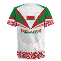 Belarus National Emblem Rugby Jersey with Folk Pattern White Green Red Sweatshirt