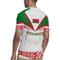 Belarus National Emblem Rugby Jersey with Folk Pattern White Green Red Sweatshirt