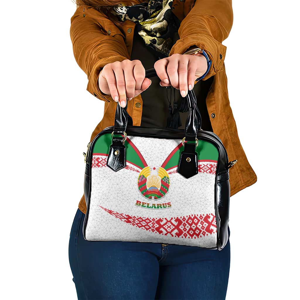 Belarus National Emblem Shoulder Handbag with Folk Pattern White Green Red Sweatshirt