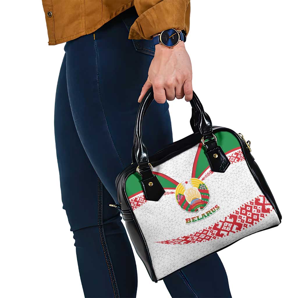 Belarus National Emblem Shoulder Handbag with Folk Pattern White Green Red Sweatshirt