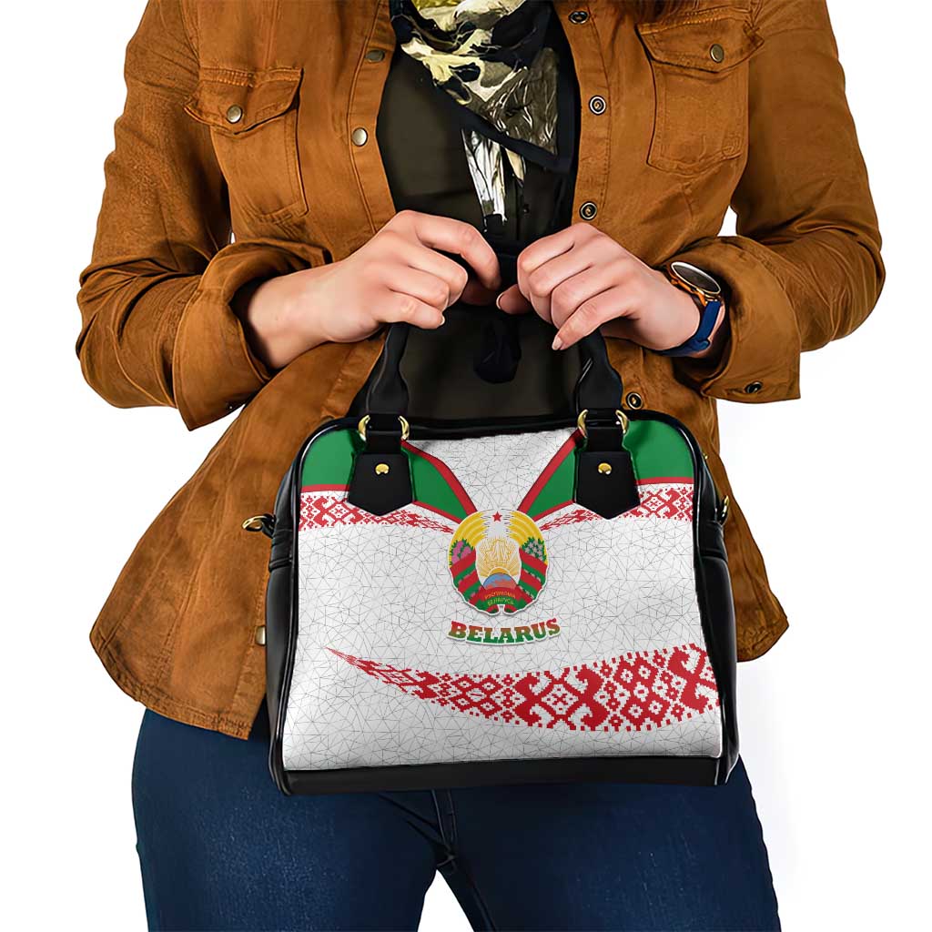 Belarus National Emblem Shoulder Handbag with Folk Pattern White Green Red Sweatshirt