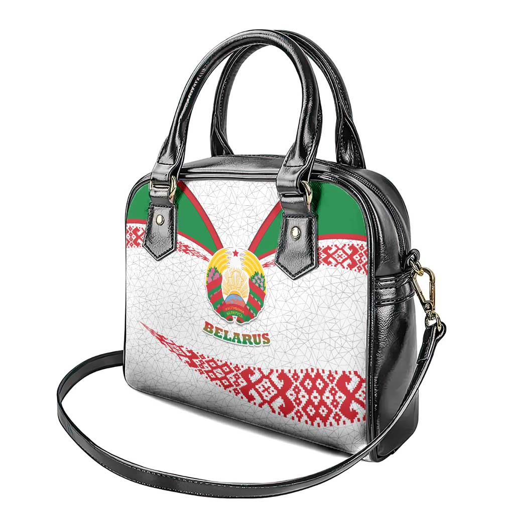 Belarus National Emblem Shoulder Handbag with Folk Pattern White Green Red Sweatshirt