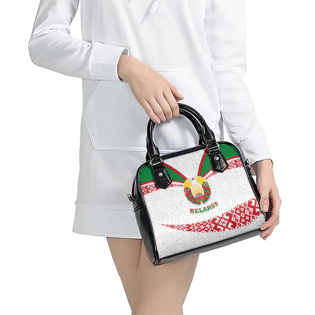 Belarus National Emblem Shoulder Handbag with Folk Pattern White Green Red Sweatshirt