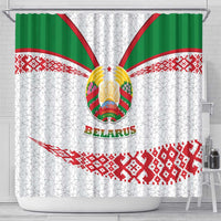 Belarus National Emblem Shower Curtain with Folk Pattern White Green Red Sweatshirt