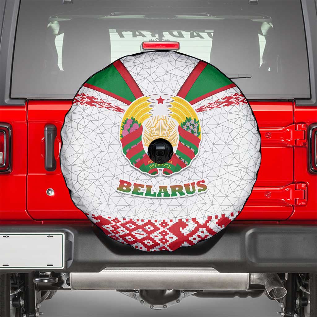 Belarus National Emblem Spare Tire Cover with Folk Pattern White Green Red Sweatshirt