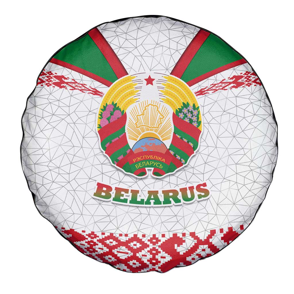 Belarus National Emblem Spare Tire Cover with Folk Pattern White Green Red Sweatshirt