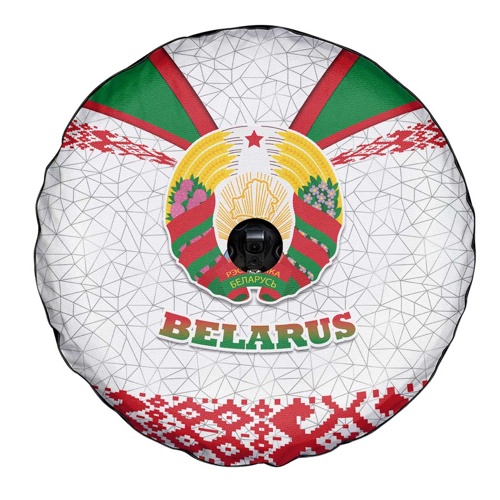 Belarus National Emblem Spare Tire Cover with Folk Pattern White Green Red Sweatshirt