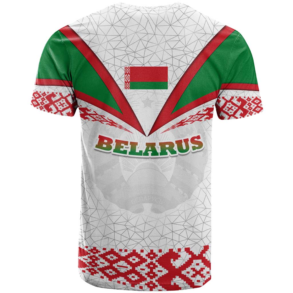 Belarus National Emblem T Shirt with Folk Pattern White Green Red Sweatshirt