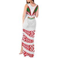 Belarus National Emblem Tank Maxi Dress with Folk Pattern White Green Red Sweatshirt