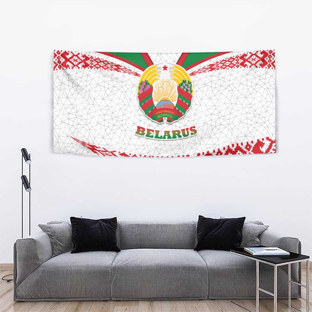 Belarus National Emblem Tapestry with Folk Pattern White Green Red Sweatshirt