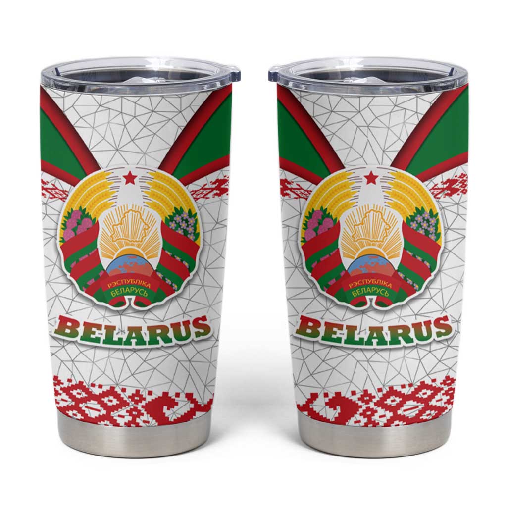 Belarus National Emblem Tumbler Cup with Folk Pattern White Green Red Sweatshirt