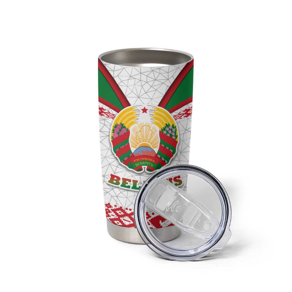 Belarus National Emblem Tumbler Cup with Folk Pattern White Green Red Sweatshirt