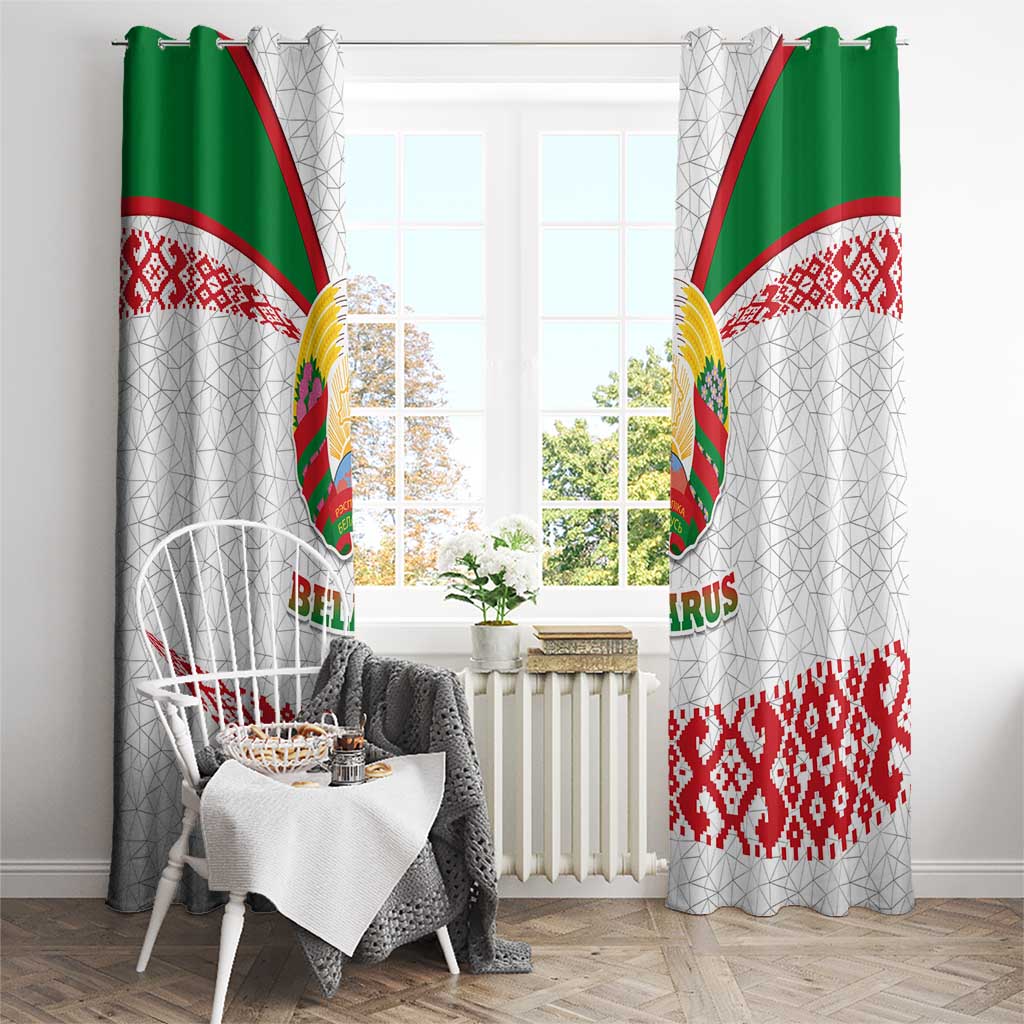 Belarus National Emblem Window Curtain with Folk Pattern White Green Red Sweatshirt