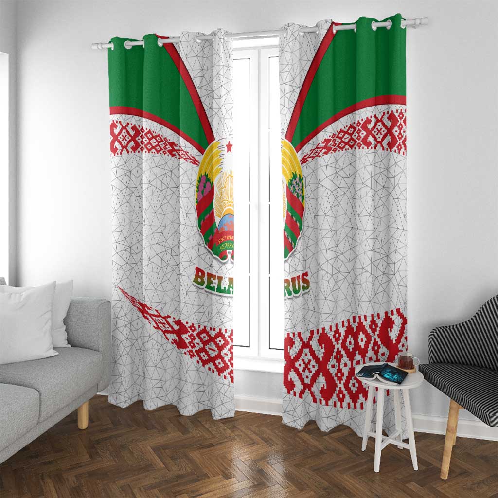 Belarus National Emblem Window Curtain with Folk Pattern White Green Red Sweatshirt