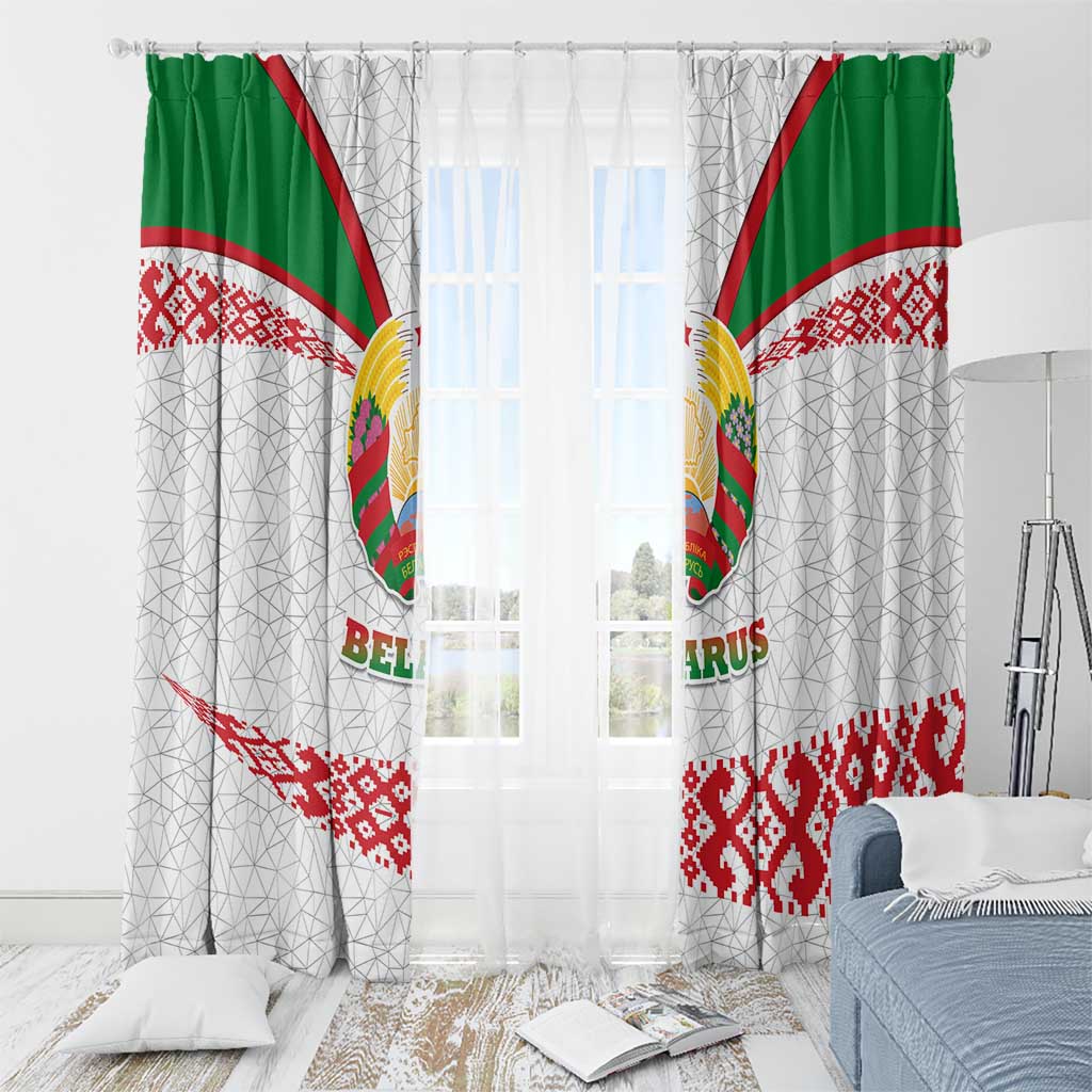 Belarus National Emblem Window Curtain with Folk Pattern White Green Red Sweatshirt