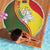 Belarus Pahonia Knight Crest Beach Blanket with Red Green Yellow Folk Pattern Design