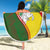 Belarus Pahonia Knight Crest Beach Blanket with Red Green Yellow Folk Pattern Design
