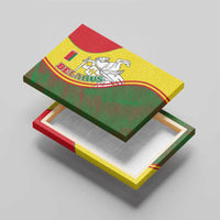 Belarus Pahonia Knight Crest Canvas Wall Art with Red Green Yellow Folk Pattern Design