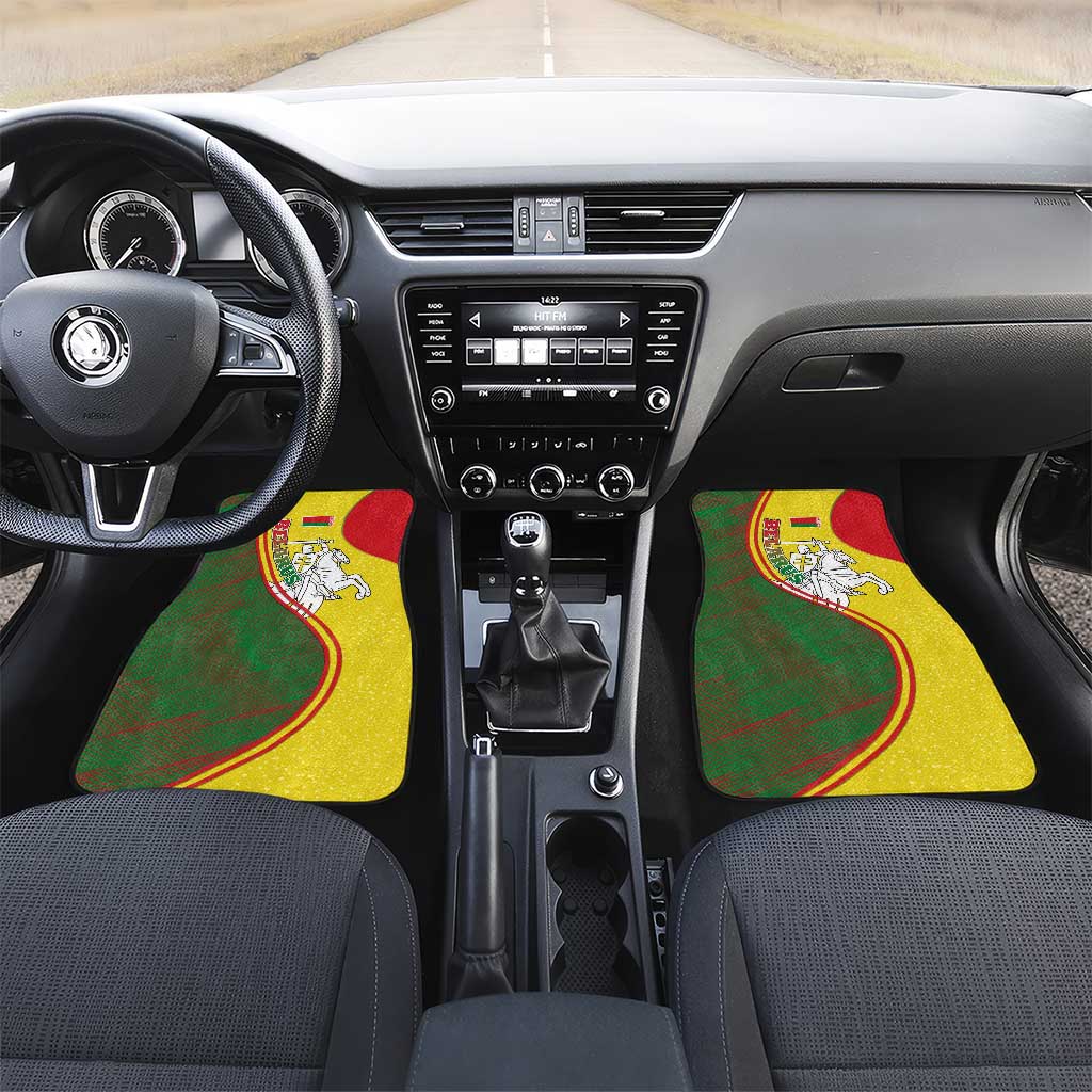 Belarus Pahonia Knight Crest Car Mats with Red Green Yellow Folk Pattern Design
