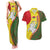 Belarus Pahonia Knight Crest Couples Matching Tank Maxi Dress and Hawaiian Shirt with Red Green Yellow Folk Pattern Design