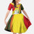 Belarus Pahonia Knight Crest Family Matching Summer Maxi Dress and Hawaiian Shirt with Red Green Yellow Folk Pattern Design
