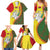 Belarus Pahonia Knight Crest Family Matching Summer Maxi Dress and Hawaiian Shirt with Red Green Yellow Folk Pattern Design