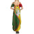 Belarus Pahonia Knight Crest Family Matching Summer Maxi Dress and Hawaiian Shirt with Red Green Yellow Folk Pattern Design