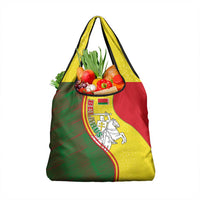 Belarus Pahonia Knight Crest Grocery Bag with Red Green Yellow Folk Pattern Design