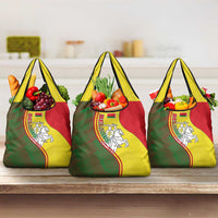 Belarus Pahonia Knight Crest Grocery Bag with Red Green Yellow Folk Pattern Design