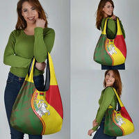 Belarus Pahonia Knight Crest Grocery Bag with Red Green Yellow Folk Pattern Design