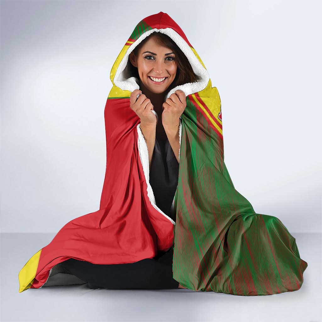 Belarus Pahonia Knight Crest Hooded Blanket with Red Green Yellow Folk Pattern Design