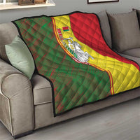 Belarus Pahonia Knight Crest Quilt with Red Green Yellow Folk Pattern Design