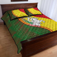 Belarus Pahonia Knight Crest Quilt Bed Set with Red Green Yellow Folk Pattern Design
