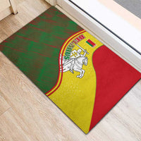 Belarus Pahonia Knight Crest Rubber Doormat with Red Green Yellow Folk Pattern Design