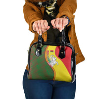 Belarus Pahonia Knight Crest Shoulder Handbag with Red Green Yellow Folk Pattern Design