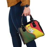 Belarus Pahonia Knight Crest Shoulder Handbag with Red Green Yellow Folk Pattern Design