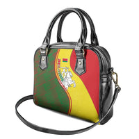 Belarus Pahonia Knight Crest Shoulder Handbag with Red Green Yellow Folk Pattern Design