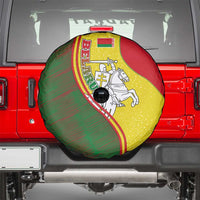 Belarus Pahonia Knight Crest Spare Tire Cover with Red Green Yellow Folk Pattern Design