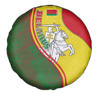 Belarus Pahonia Knight Crest Spare Tire Cover with Red Green Yellow Folk Pattern Design
