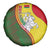 Belarus Pahonia Knight Crest Spare Tire Cover with Red Green Yellow Folk Pattern Design