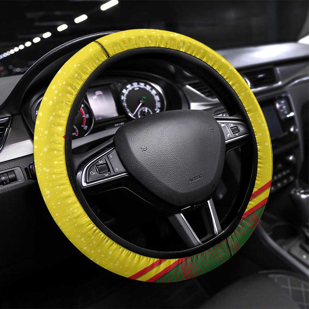 Belarus Pahonia Knight Crest Steering Wheel Cover with Red Green Yellow Folk Pattern Design