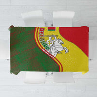 Belarus Pahonia Knight Crest Tablecloth with Red Green Yellow Folk Pattern Design