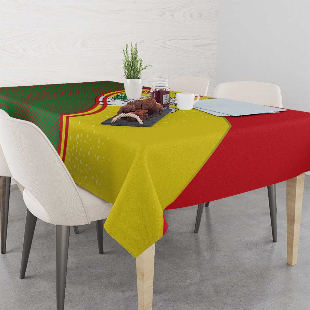 Belarus Pahonia Knight Crest Tablecloth with Red Green Yellow Folk Pattern Design