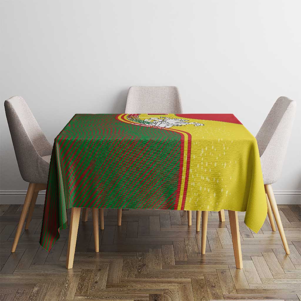 Belarus Pahonia Knight Crest Tablecloth with Red Green Yellow Folk Pattern Design