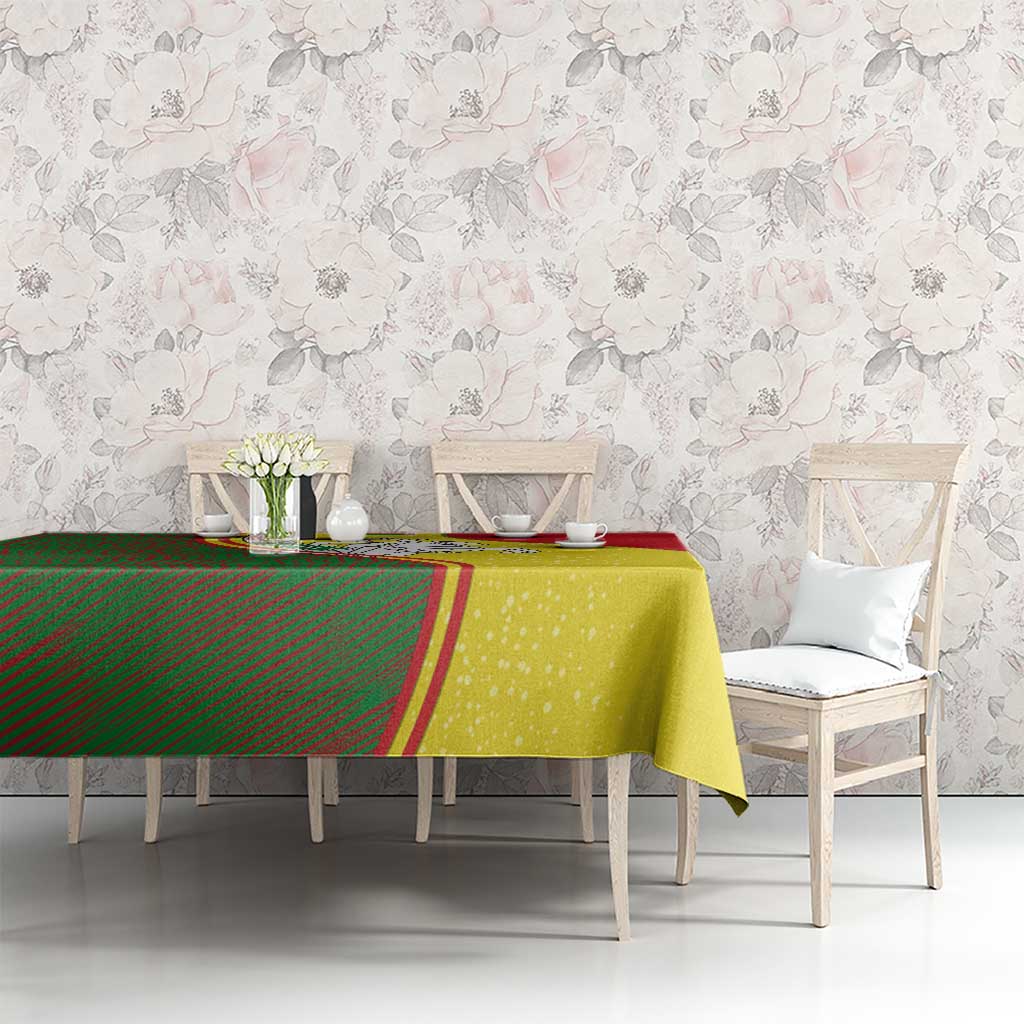 Belarus Pahonia Knight Crest Tablecloth with Red Green Yellow Folk Pattern Design